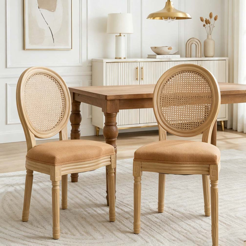 Ensemble de chaises avec structure en bois massif, Tan