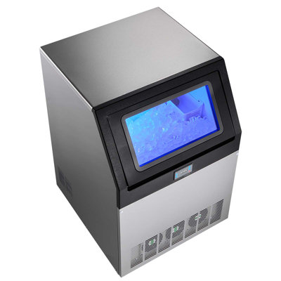 Commercial Ice Maker Machine, 265 lbs/24h with 85 lbs Storage Capacity, Built-in/Freestanding/Under Counter, Stainless Steel Ice Maker with LED Display & Self-Cleaning, for Home Bar Restaurant