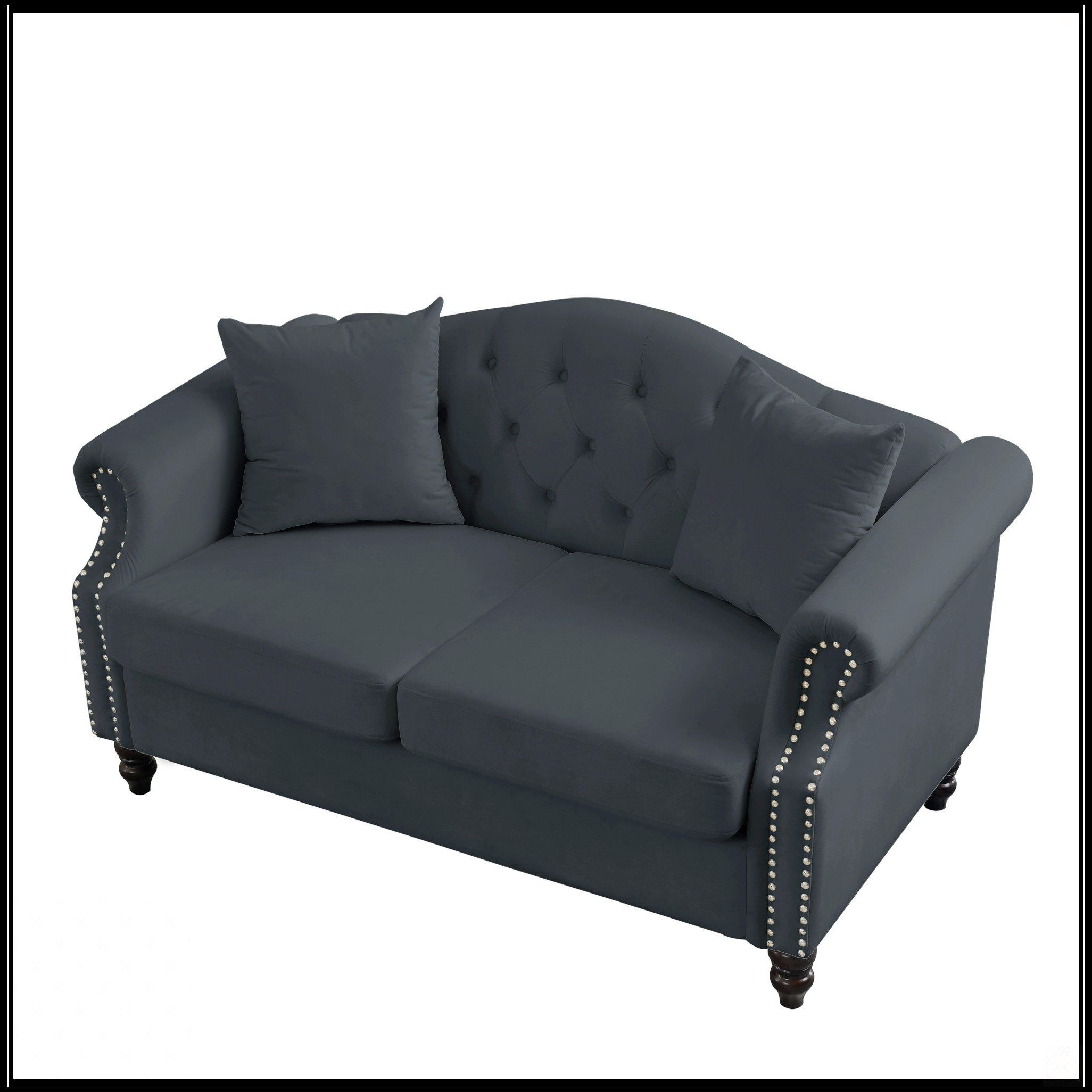 Everly Quinn 57" Chesterfield Sofa Velvet For Living Room - Wayfair Canada