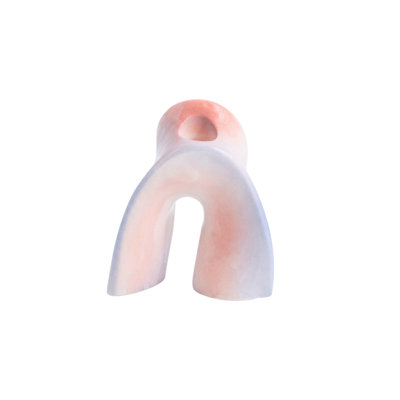 Arch Taper Candle Holder, Modern Ceramic Candlestick with Ombré Glaze, Sculptural Decor for Dining Table, Mantel & Entryway, 4 Pastel Colors