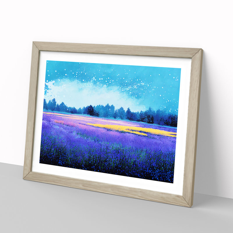 Adventurous Bluebell Field - Single Picture Frame Painting, Oak Framed, 34cm H x 46cm W x 2cm D