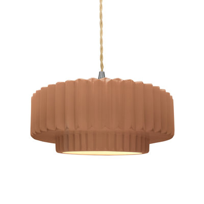 Gela 1-Light Ceramic and Metal Drum Pendant