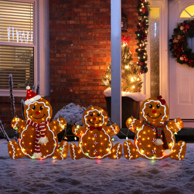 Décoration de famille en forme de pain d'épice en forme de Noël en forme de S / 3 avec ampoules colorées et 260 lumières DEL blanc chaud