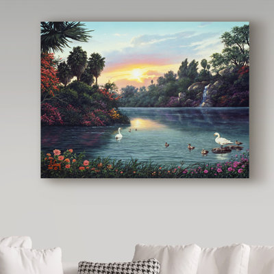 Fikes «River Scene», reproduction de peinture à l'huile sur toile tendue