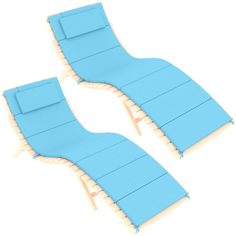 Coussin de chaise longue d'extérieur L 80 po x l 26 po x T 1,18 po (ensemble de 2), Sarcelle
