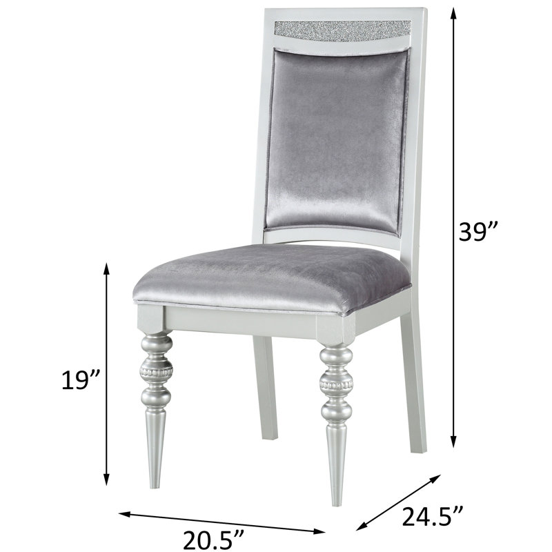 2 pièces d'appoint en gris et argent - Tissu élégant avec structure en bois incrusté de strass recouvert de 2 sièges