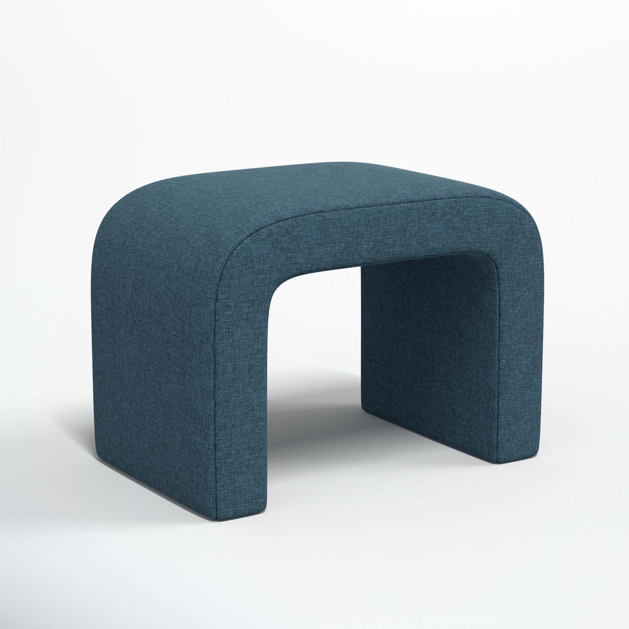 Barley 28" Wide Standard Ottoman, Zuma Navy Textured Linen