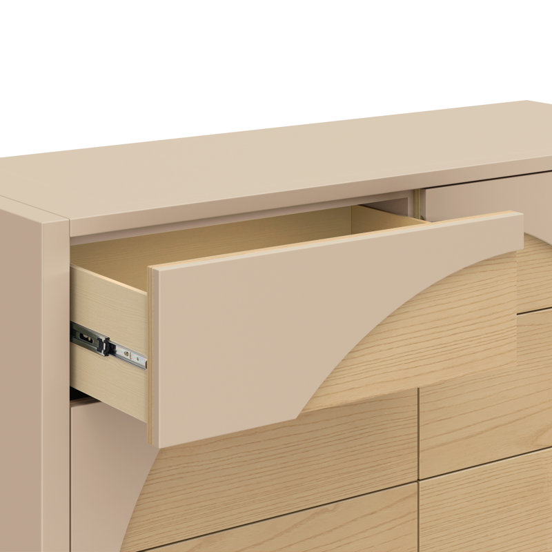 Commode 6 tiroirs Moab, Taupe / Frêne