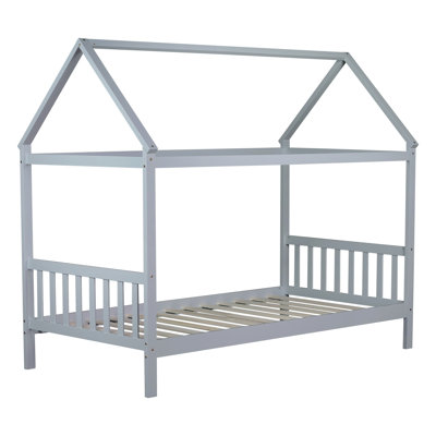 Twin House Bed With Headboard And Footboard, Twin Rubber Wood Bed With House Frame by Harper Orchard