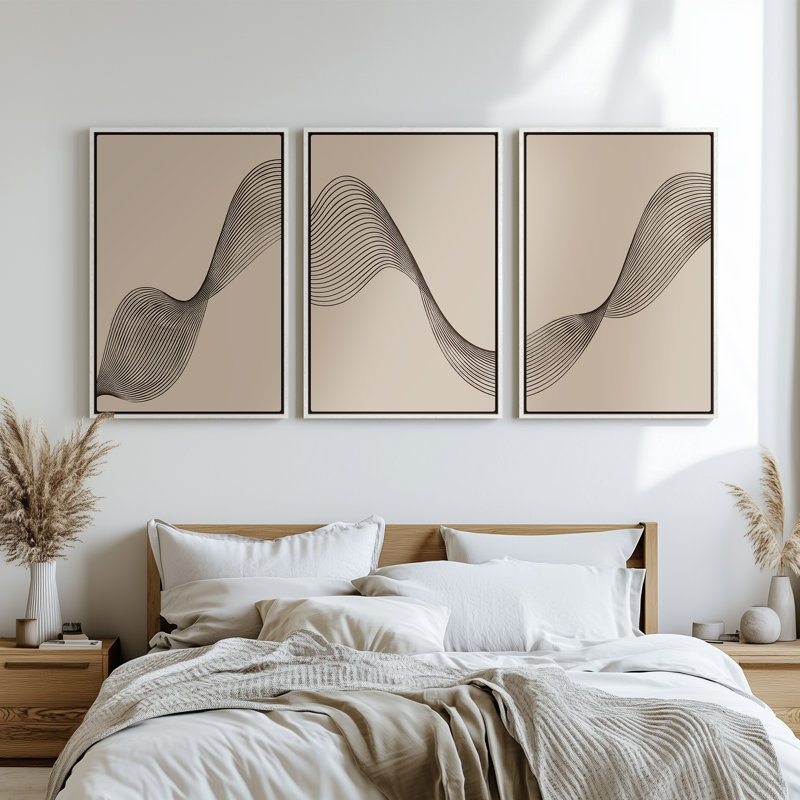 Framed Canvas Wall Art, Vintage Abstract Wall Canvas Prints, 24" H x 16" W, White