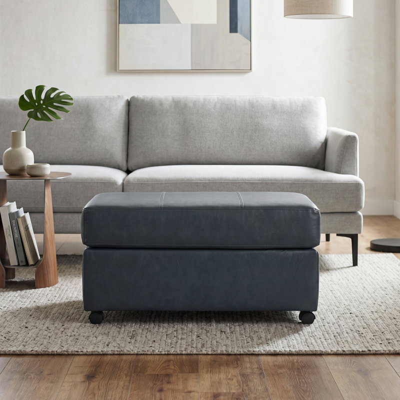 Repose-pieds en cuir Latitude Run® Caro, Bleu