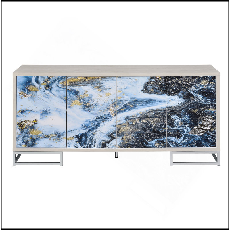 Console Liam Blue Marble Paint & Chrome