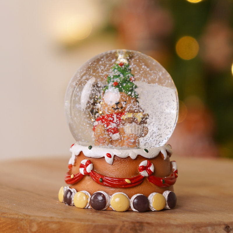 Gingerbread Lane Teddy Bear Snow Globe