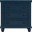 Meuble de rangement bleu à 3 compartiments, table d'appoint robuste en bois avec plateau coulissant, meuble polyvalent