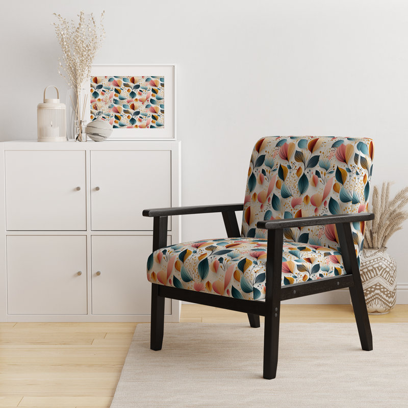 Soft Botanical Hues - Chaise d'appoint rembourrée à motif botanique et motif