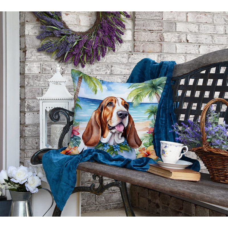 Coussin Basset Hound Luau, H 18 po x l 18 po