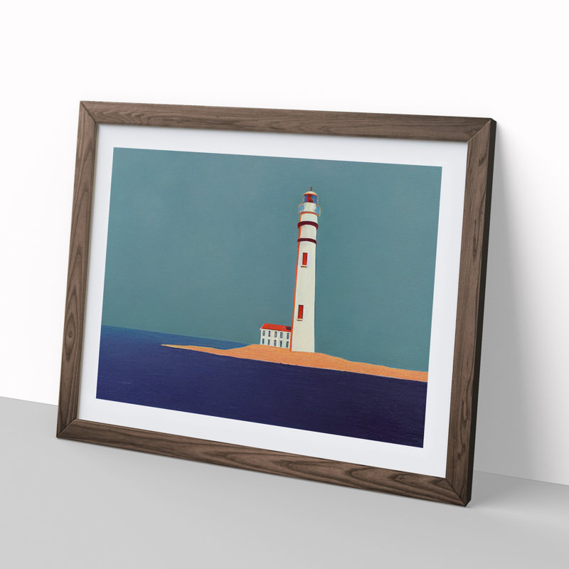 Glorious Lighthouse - Framed Print, 25cm H x 34cm W x 2cm D, Walnut