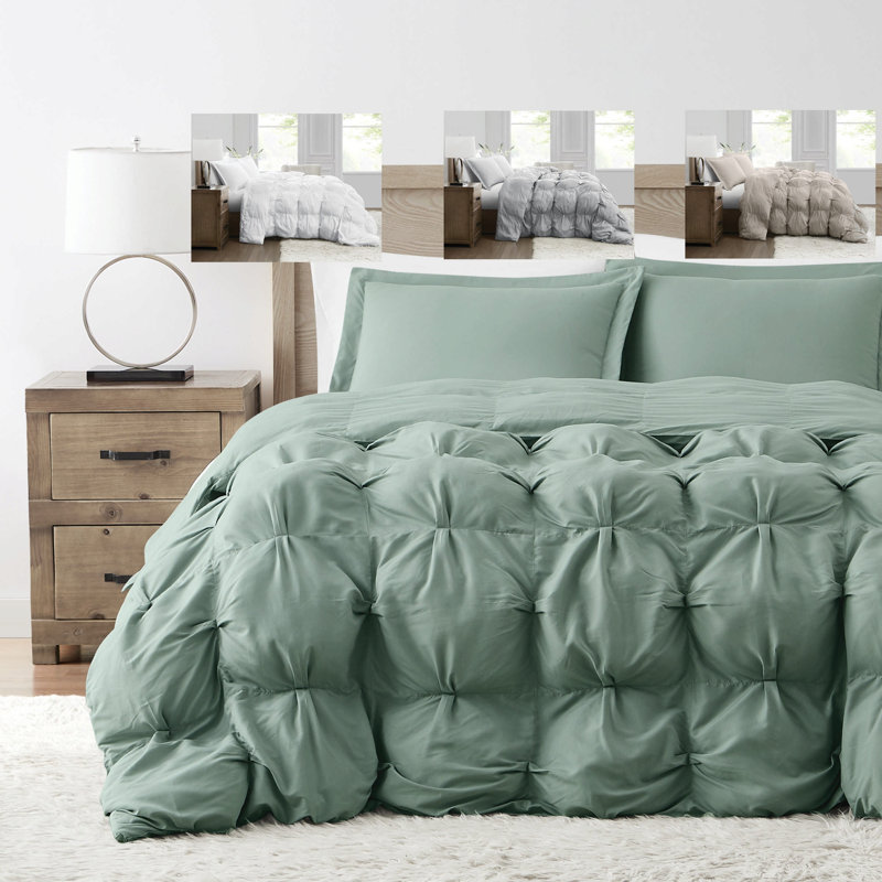 Truly Soft Oversized Puffer Blue 3 Piece Comforter Set, King Comforter + 2 Shams