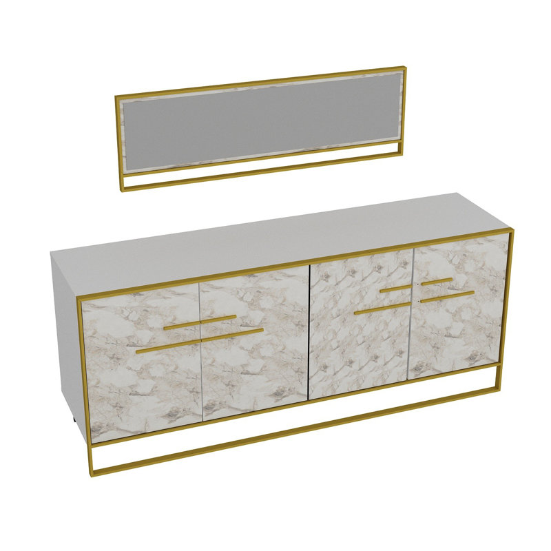 Braddy 179.9cm Sideboard, White/Gold