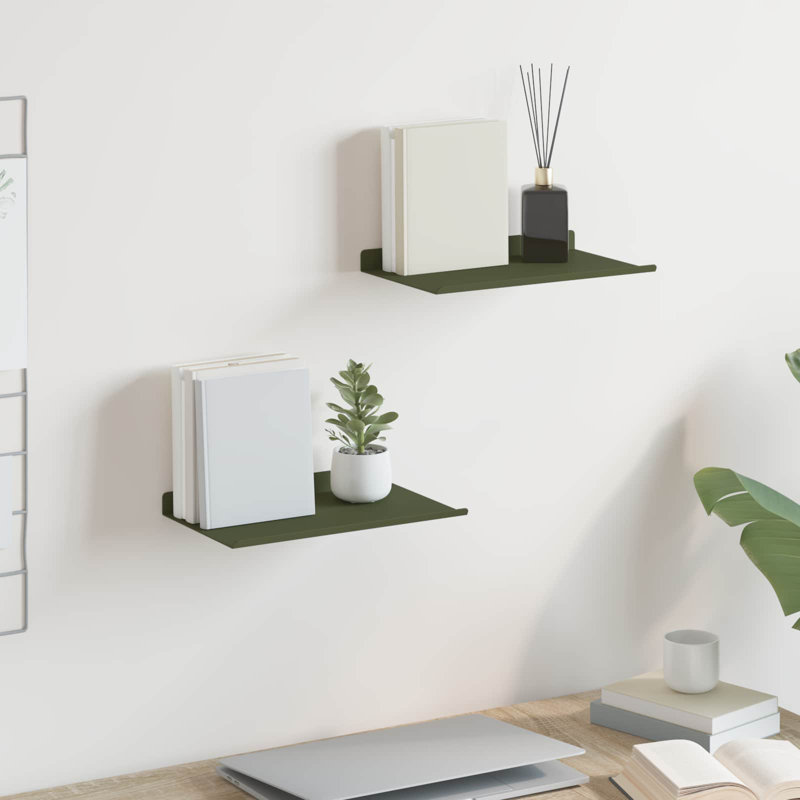 Steel Floating Shelf, Olive Green