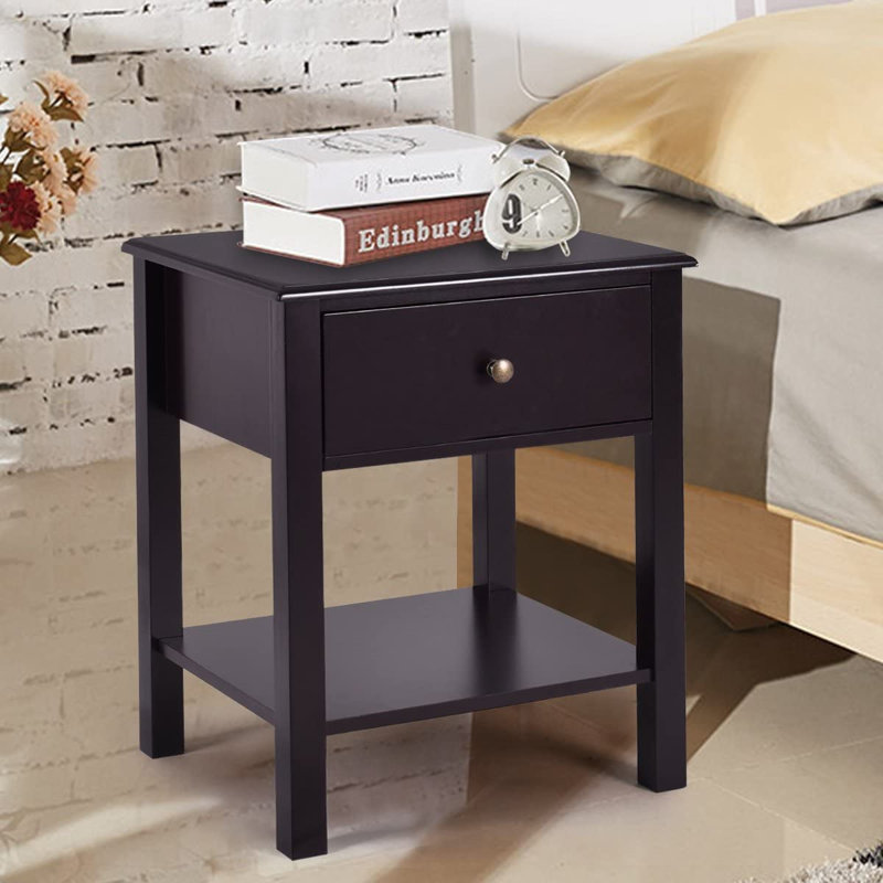 Ademoe 48cm W Manufactured Wood Bedside Table, Coffee Brown