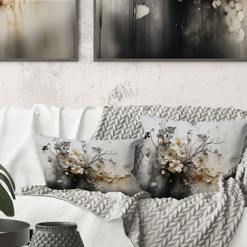 Bohemian Earthly Floral Collage I - coussin abstrait imprimé bohème, H 18 po x l 18 po, Carré