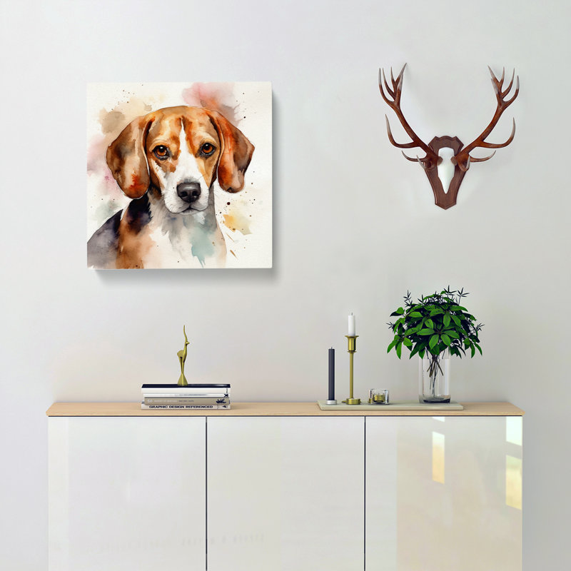 Beagle Watercolour No.1 - Print, 50cm H x 50cm W x 3cm D