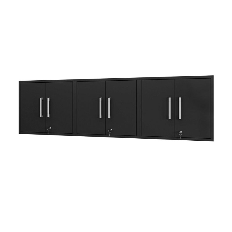 Aseem 3 Piece Single Storage Cabinet ( 25.59'' H x 85.05'' W x 14.96'' D), Matte Black