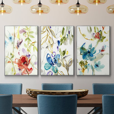 «Color of Summer I», ensemble de 3 reproductions encadrées sur toile