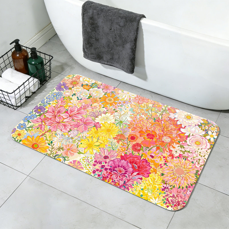 Non Slip Thin Absorbent Bathroom Rugs Machine Washable, 24" W x 36" L