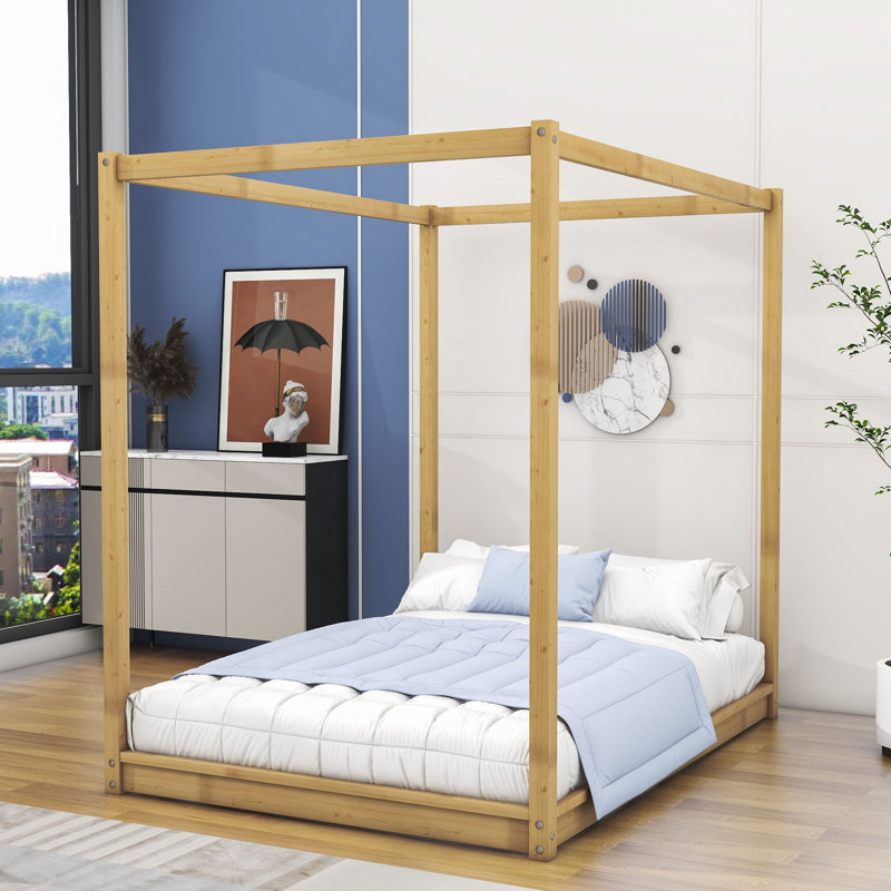 Sirard Wood Platform Bed with Slats, Queen, Natural
