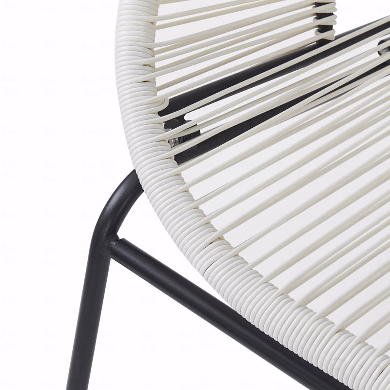 Modern Outdoor PE Rattan Loveseat with Hammock Weave & Powder-Coated Iron Frame, White