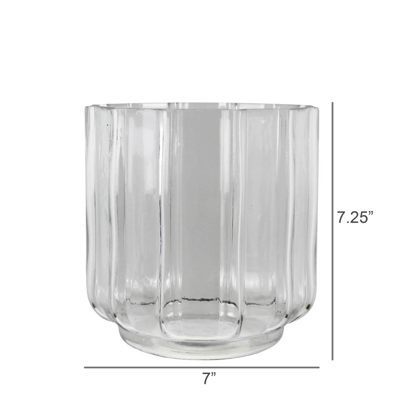 Ribbed Cylinder Vase, Glass - Wide