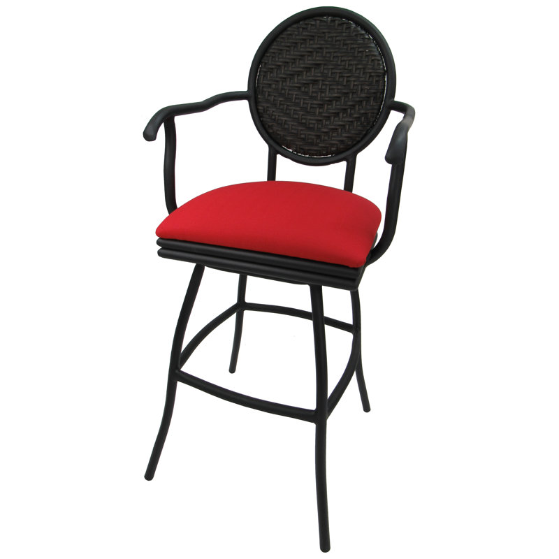 Tabouret pivotant et très grand Merriwood, Lin rouge, Tabouret de bar (siège d'une hauteur de 30 po)