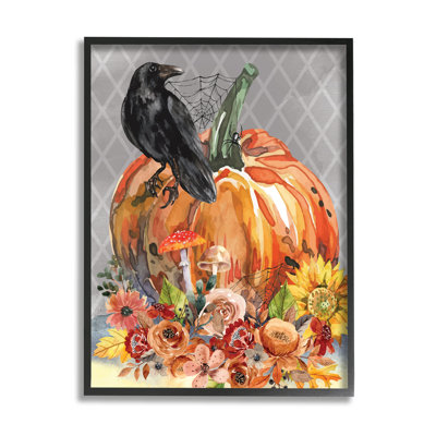 " Autumn Crow Pumpkin Botanicals " by ND Art