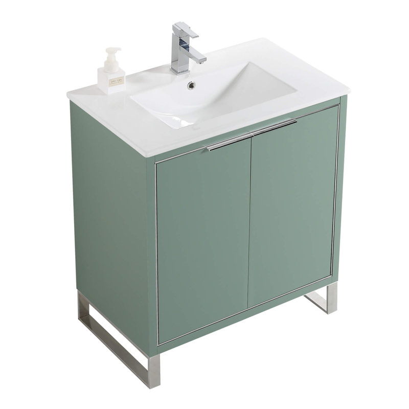 30'' Single Bathroom Vanity Set, Chrome, Mint Green