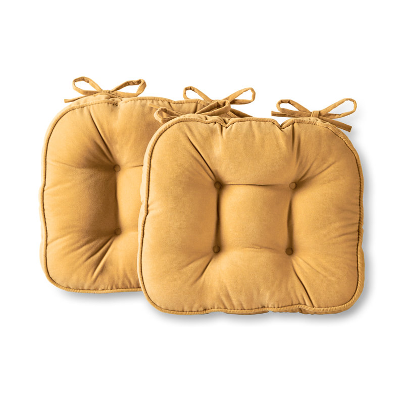 Coussin de chaise réversible en microfibre, Crème au beurre, Ensemble de 2