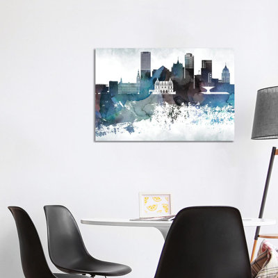 Milwaukee Bluish Skylines - Wrapped Canvas Print