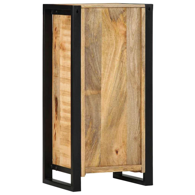 40cm W Metal Bedside Table, Dark Natural