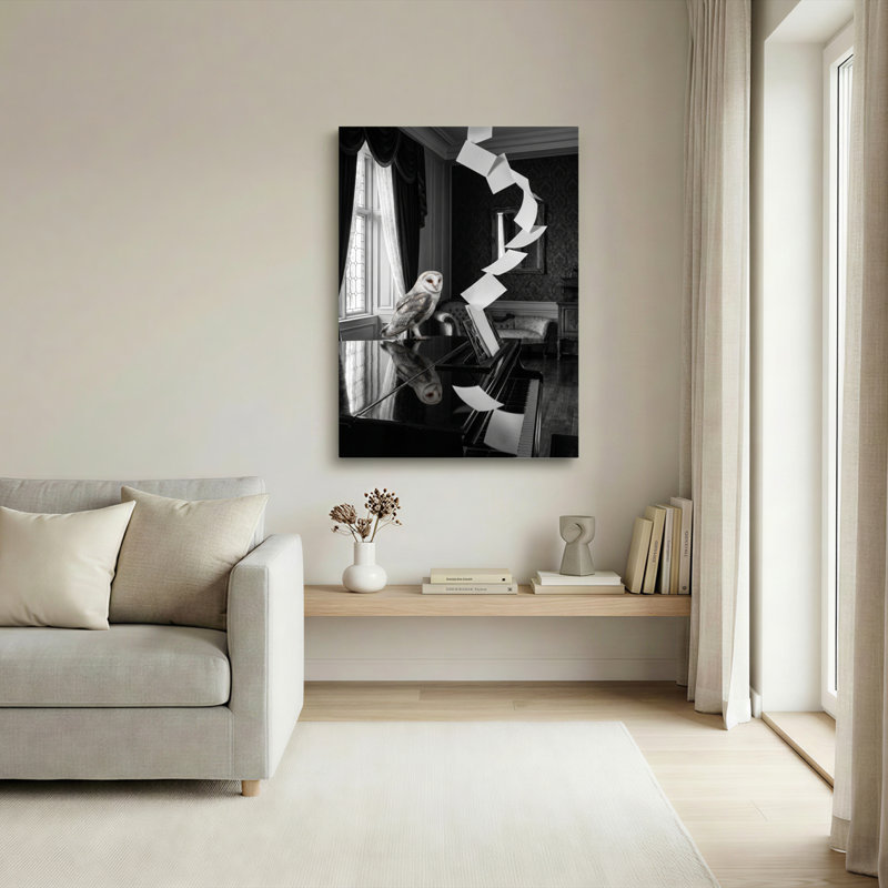 Chouette piano, reproduction d'art sur toile, ensemble de 1, H 36 po x l 24 po, Wrapped Canvas