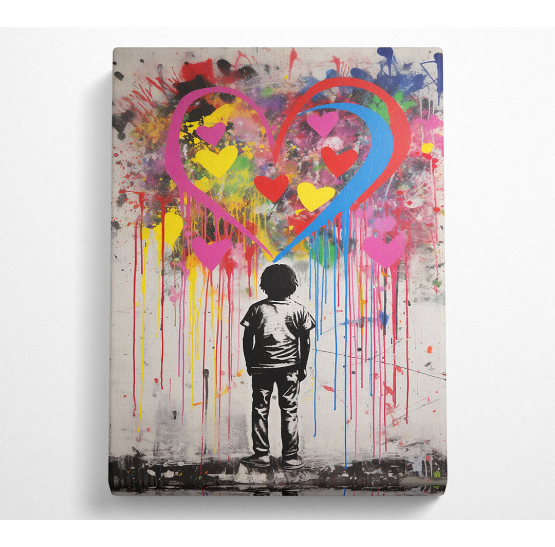 Heart Boy Graffiti - Kunstdrucke auf Leinwand - Wrapped Canvas