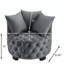 Fauteuil de loisir contemporain rembourré capitonné, gris foncé-1597677598