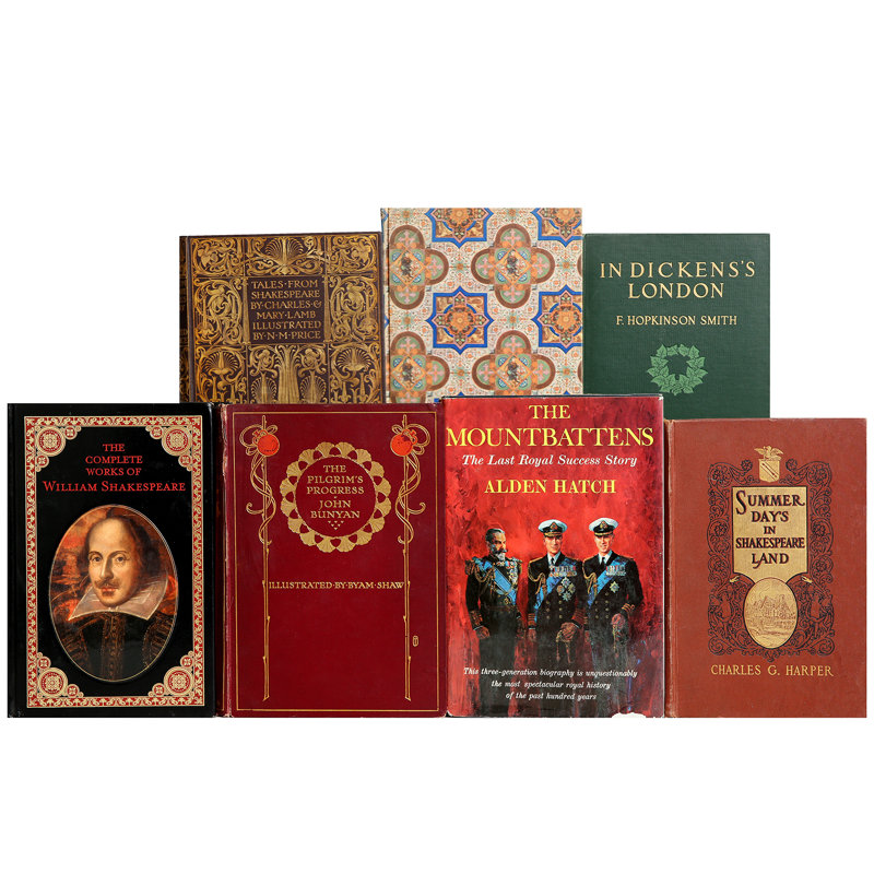 100 Piece Curated British Library Authentic Decorative Book Set