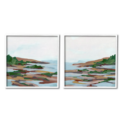 Ensemble de 2 peintures encadrées sur panneau de fibres à densité moyenne