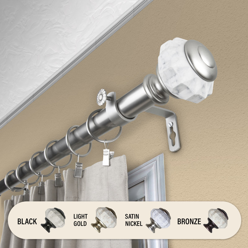 Tringle à rideaux simple Nisbet, Nickel satiné, H 3 po x l 120 po x P 3,63 po