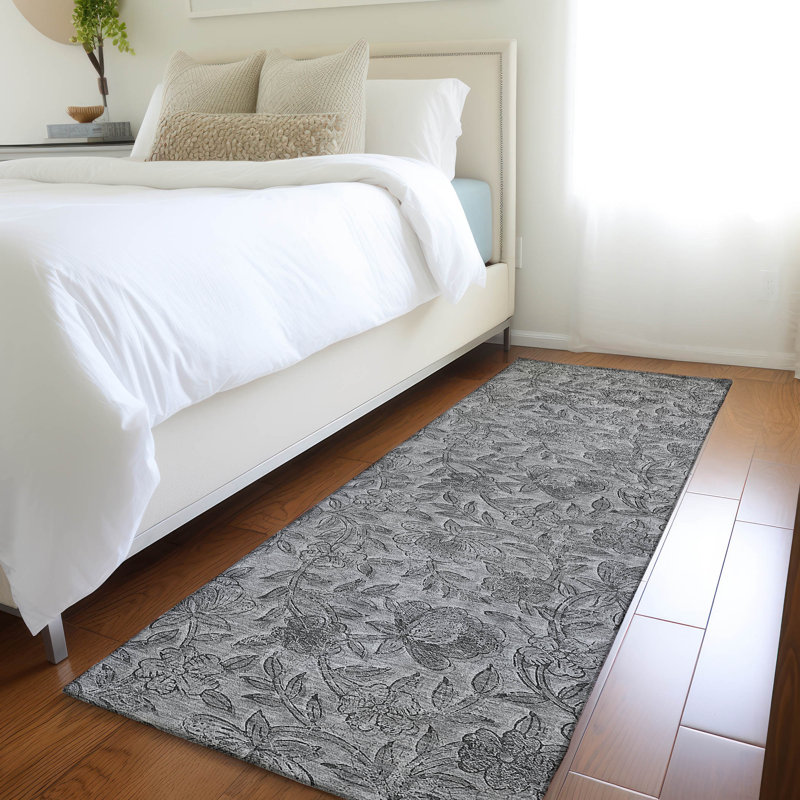 Tapis gris intérieur / extérieur lavable à la machine Mahaney ACN771, Tapis de couloir 2 pi 3 po x 7 pi 6 po