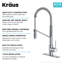 KRAUS Oletto Commercial Style Single Handle Pull Down Kitchen Faucet with QuickDock Top Mount Installation Assembly in Spot Free Stainless Steel-1112200447