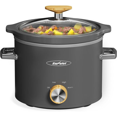 2-quart small slow cooker with removable ceramic pot and 3 heating settings, dishwasher safe glass lid for kitchen