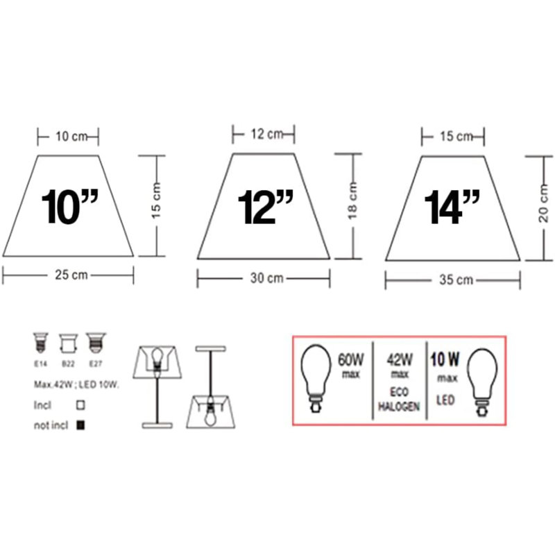 Linen Cone Lamp Shade ( Uno ) in Grey, 15cm H x 25cm W x 25cm D