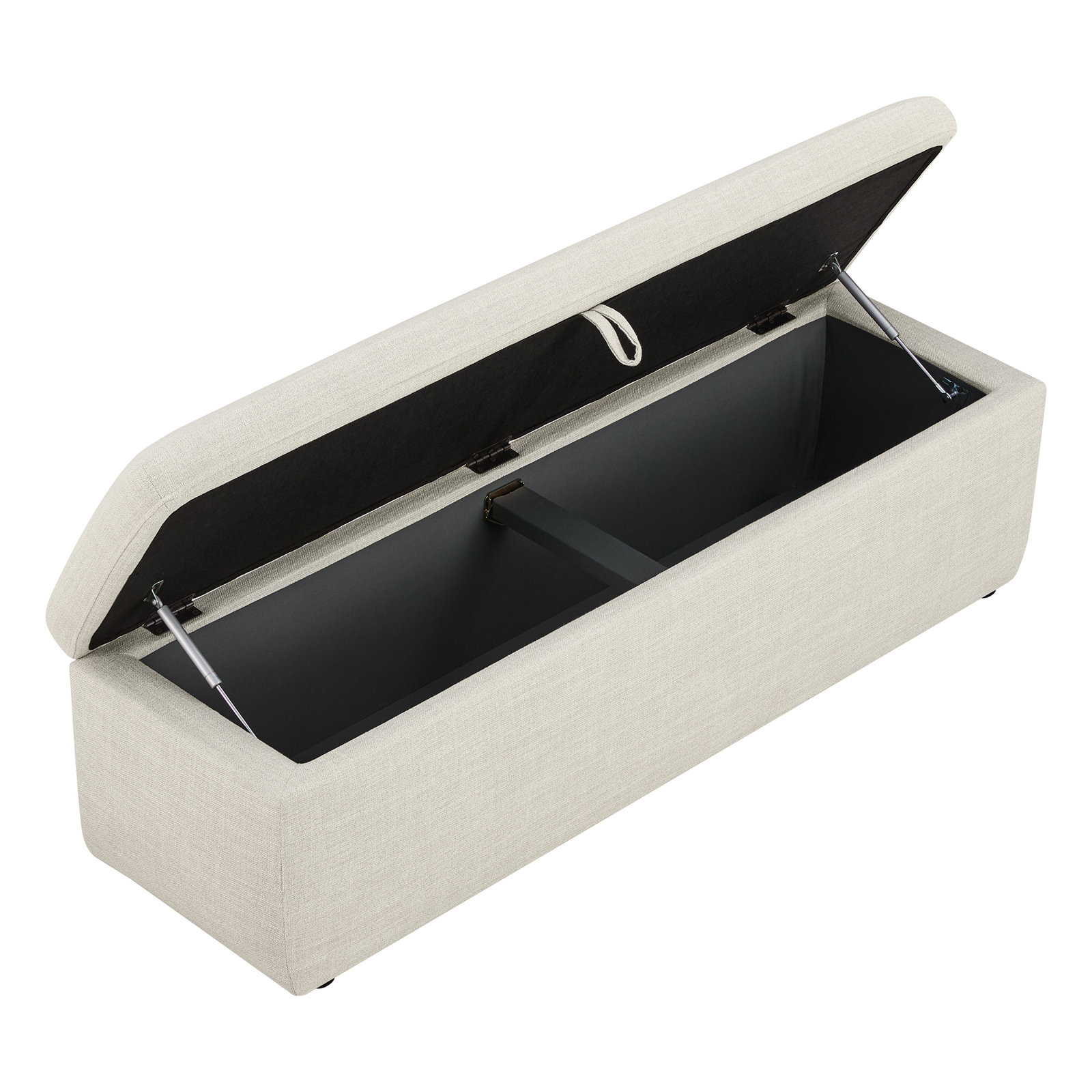 Upholstered Ottoman With Storage, Linen